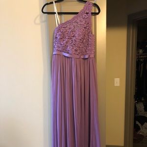 Purple one shoulder gown